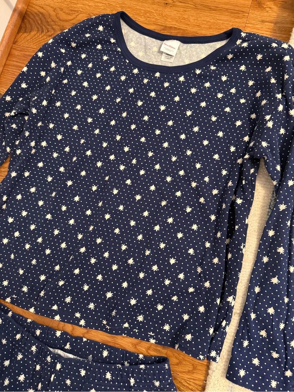 Hanna Andersson Women's Wide Leg Pajama Set in Navy Forest Size Medium - Picture 3 of 11